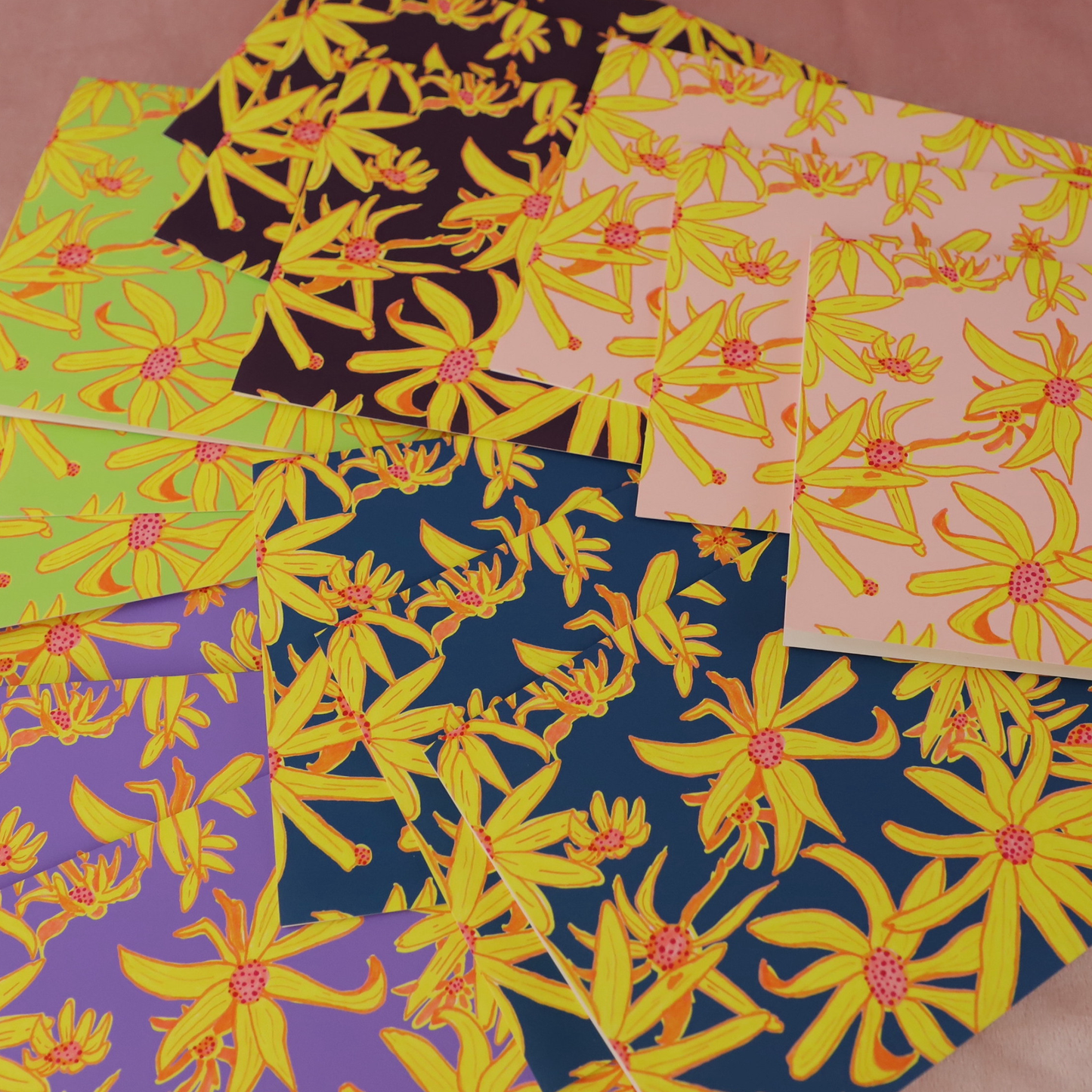 Yellow Floral Cards A7 (Set of 5)