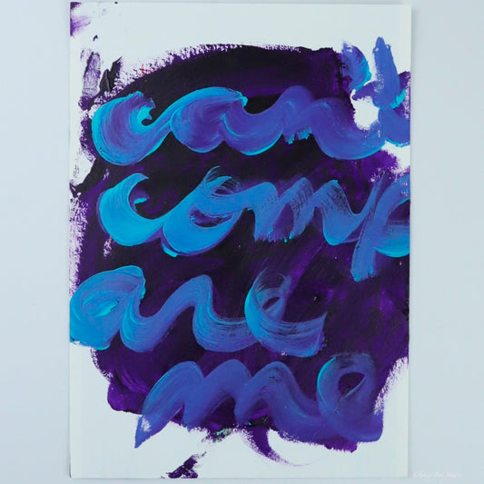 "Can't Compare Me" is a contemporary acrylic painting with cursive text reading can't compare me