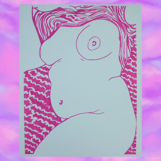 "Consent is Mandatory" is a feminist art print with a pink color scheme and an abstract art background